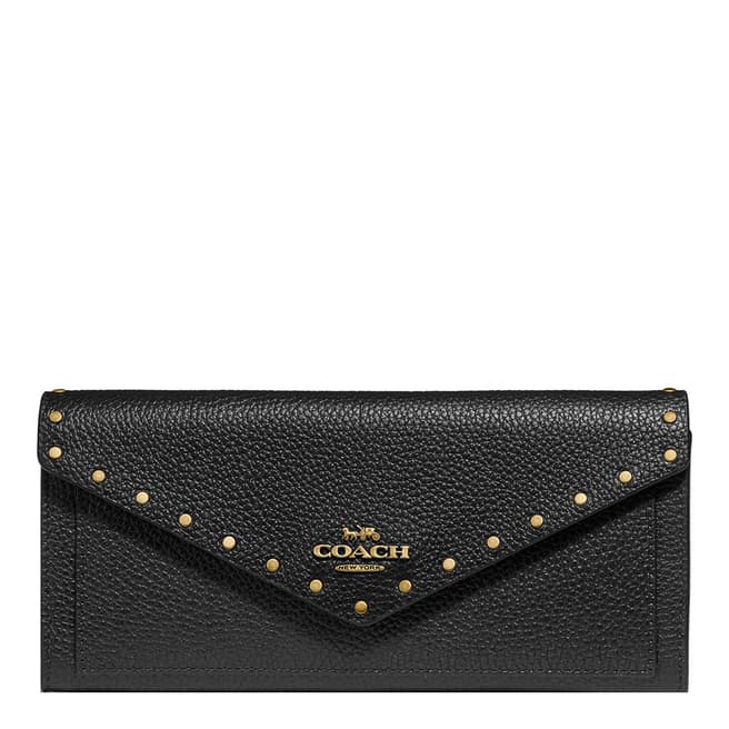 Coach Black Soft Wallet With Rivets