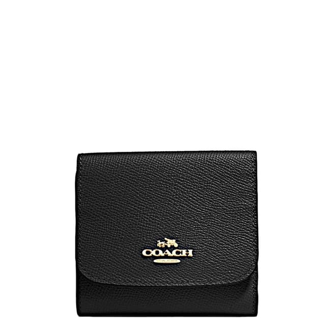 Coach Black Crossgrain Leather Small Wallet