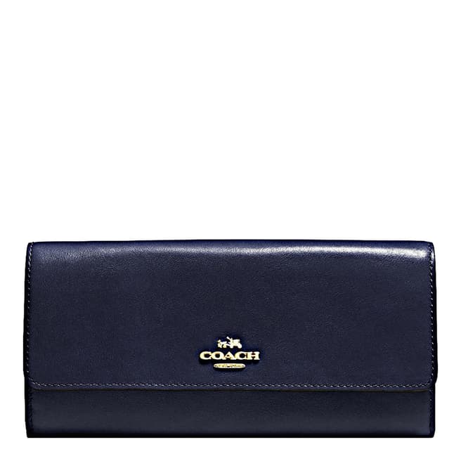 Coach Navy Smooth Leather Slim Envelope Wallet