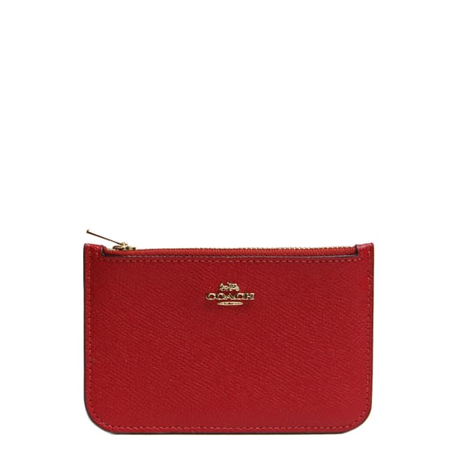 Coach Red Leather Zip Card Case