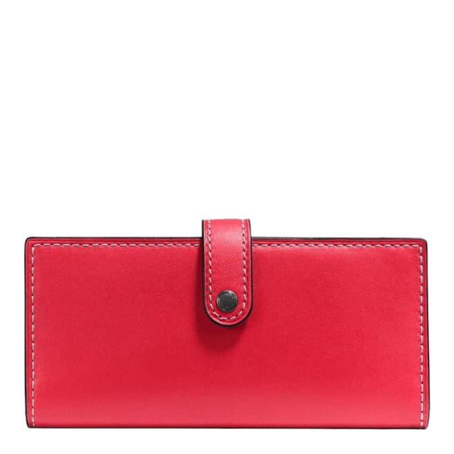 Coach Red Glovetan Leather Slim Trifold Wallet