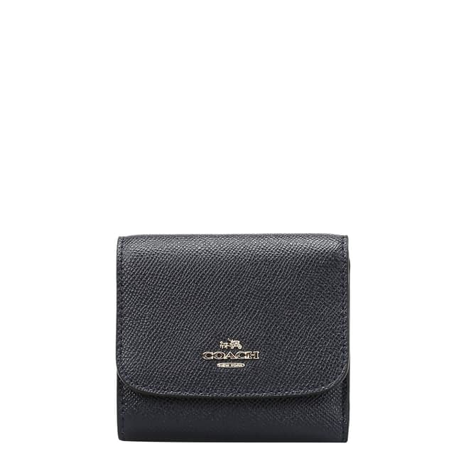Coach Navy Crossgrain Leather Small Wallet