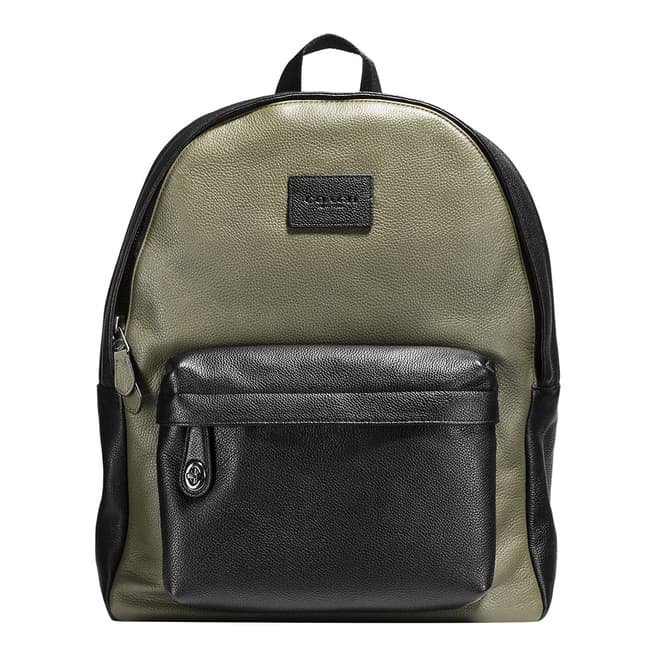 Coach Black / Khaki Refined Leather Colour- Block Campus Backpack