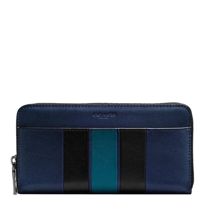 Coach Black/Midnight/Blue Modern Varsity Stripe Accordion Wallet