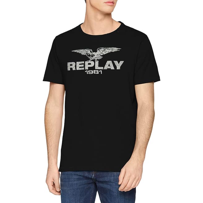 Replay Black Vintage Logo T-Shirt