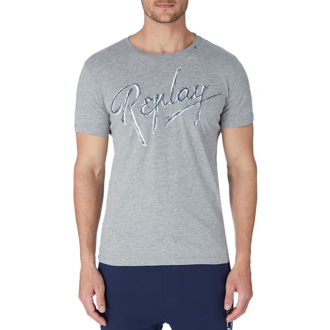 Replay Grey Embroidered Logo T-Shirt