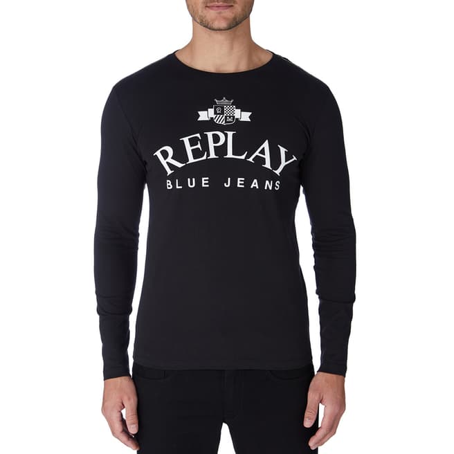Replay Black Emblem Long Sleeve T-Shirt