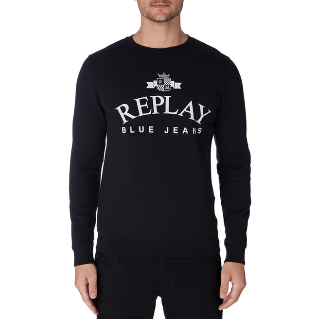 Replay Black Crew Neck Emblem Sweatshirt
