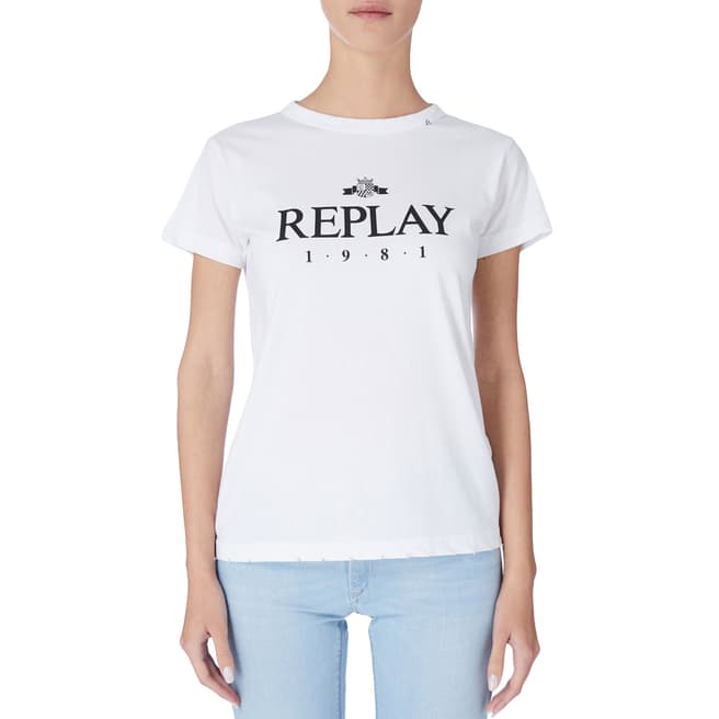 Replay White Logo Tshirt