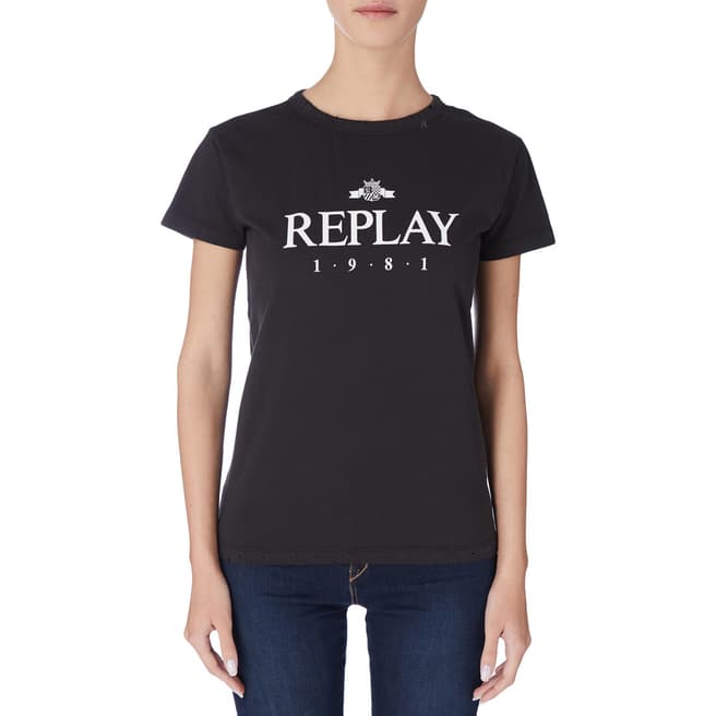 Replay Black Logo Tshirt