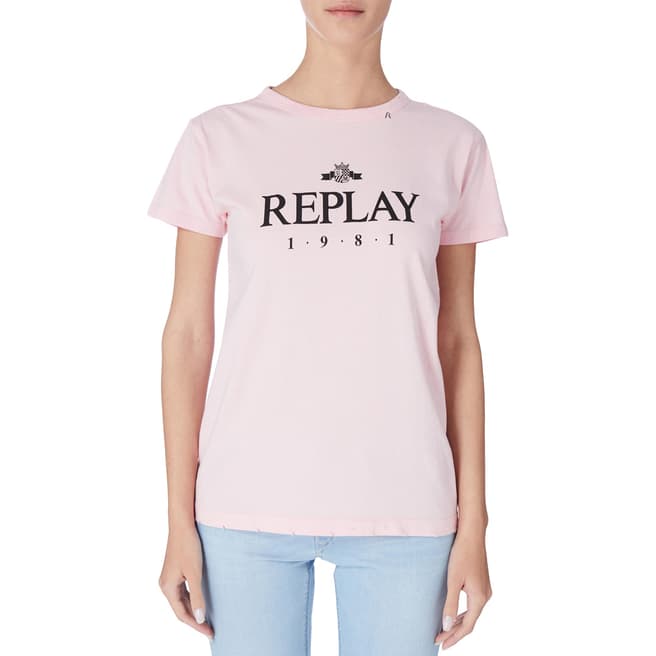 Replay Pink Logo Tshirt