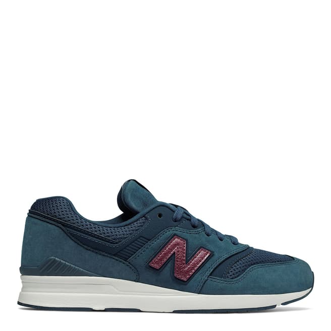 New Balance Navy Leather 697 Running Sneakers 