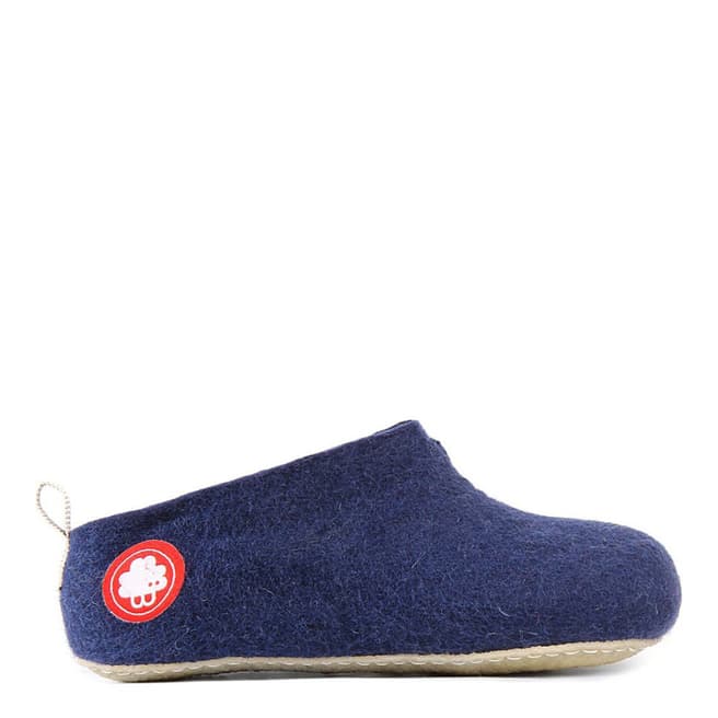 BAABUK Navy Blue Wool Slippers