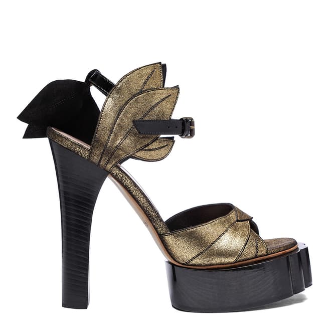 Vivienne Westwood Gold Suede Aphrodite Beast Platform Heeled Sandals 