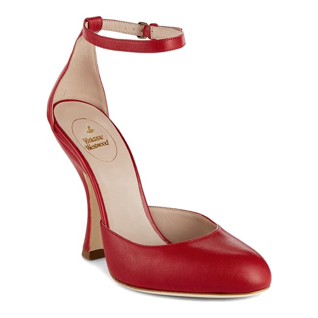 Vivienne Westwood Red Leather Olly Ankle Strap Heeled Shoes 