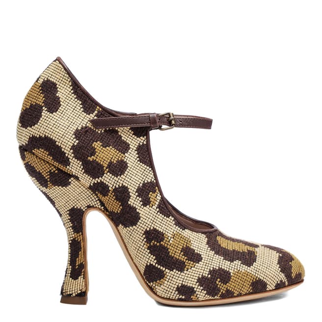 Vivienne Westwood Leopard Textured Olly Mary Jane Heeled Shoes 