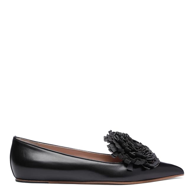 Vivienne Westwood Black Leather Flower Detail Ballerina Shoes