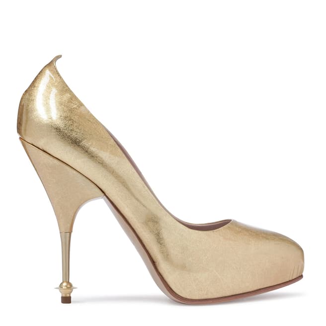 Vivienne Westwood Gold Leather Volupta Heeled Court Shoes