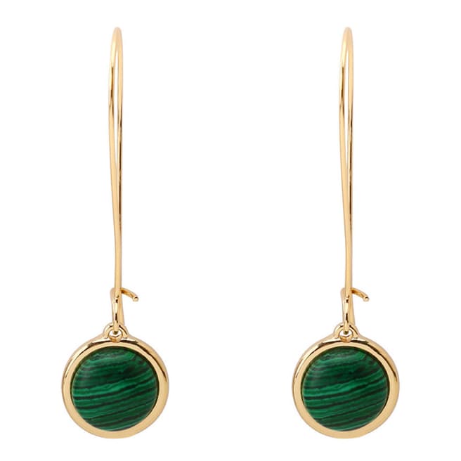 Liv Oliver 18K Gold Malachite Drop French Wire Earrings