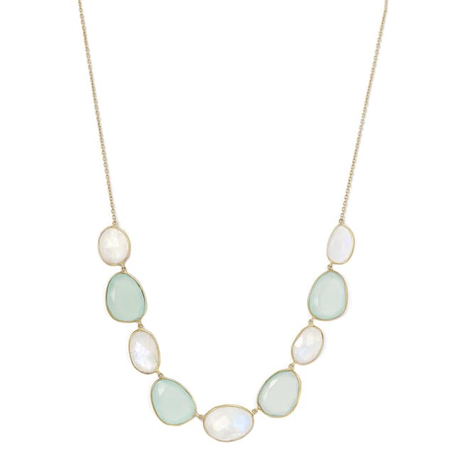Liv Oliver Gold Plated Moonstone and Chalcedony Necklace
