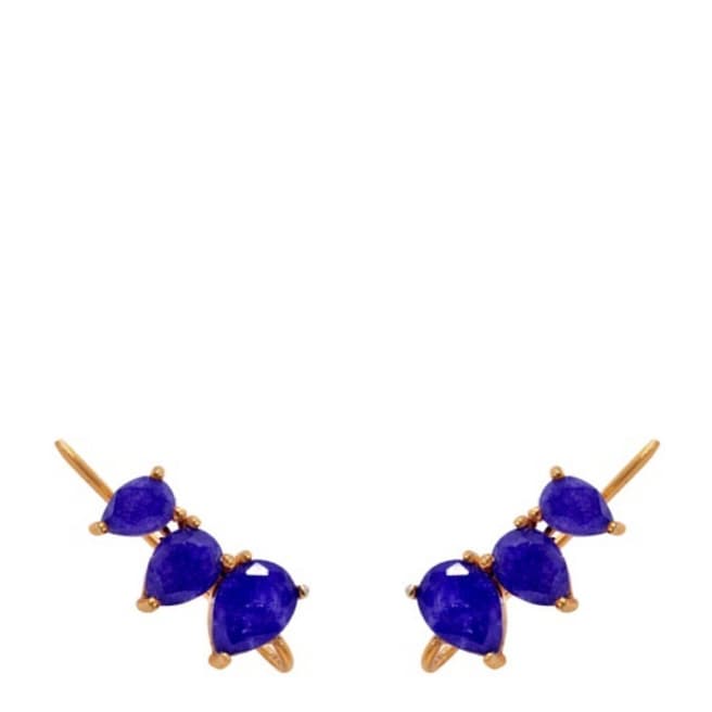 Liv Oliver 8K Gold Sapphire Multi Pear Earrings