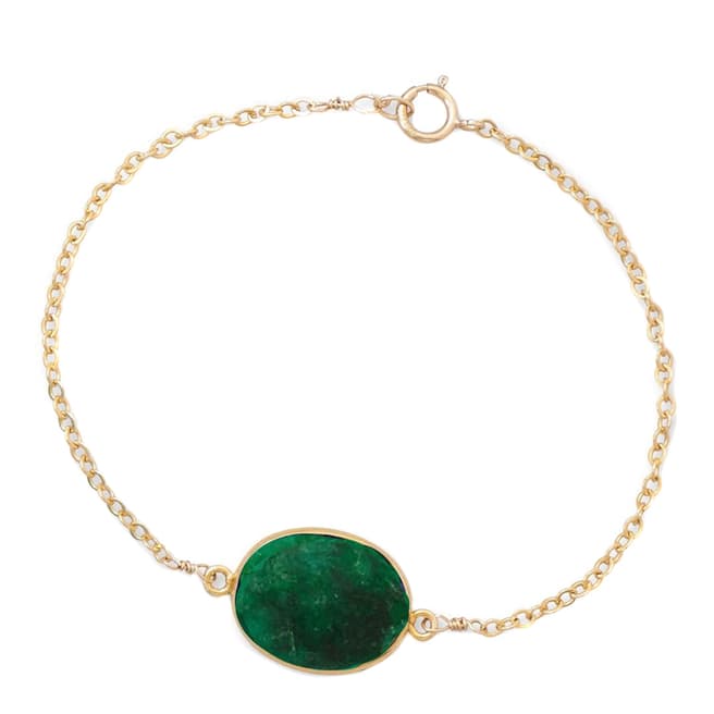 Liv Oliver 18K Gold Emerald Oval Bracelet