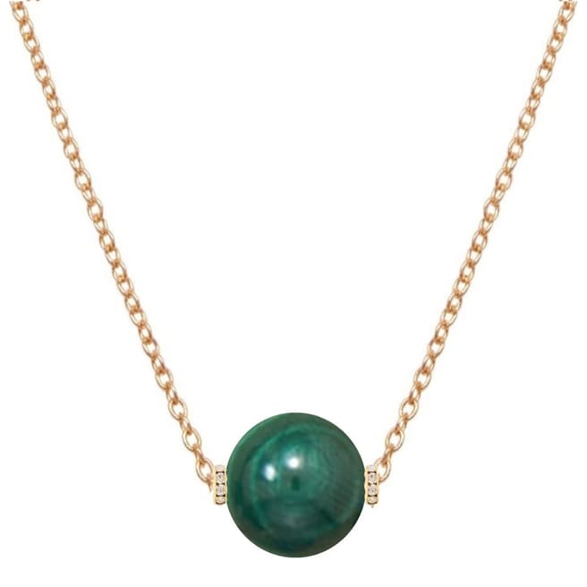 Liv Oliver Gold Plated Malachite Embellished Solitaire Necklace