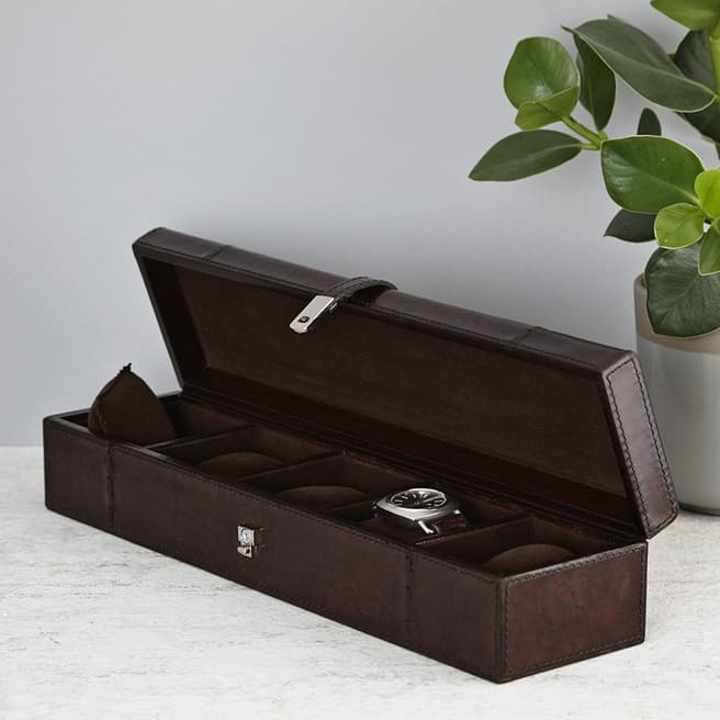 Life of Riley Dark Brown Leather Watch Box