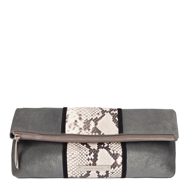 Amanda Wakeley Gunmetal/Natural Python Leather Stripe Hoffman Bag