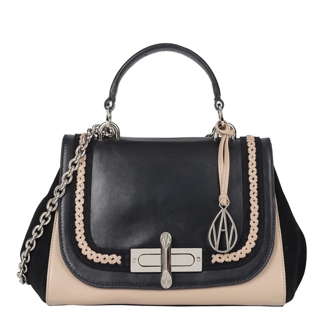 Amanda Wakeley Black/Sand Braided Redmayne Leather Bag