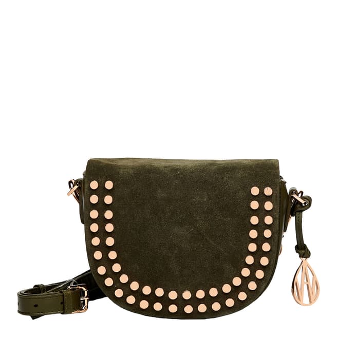 Amanda Wakeley Khaki Leather Midi Cooper Bag