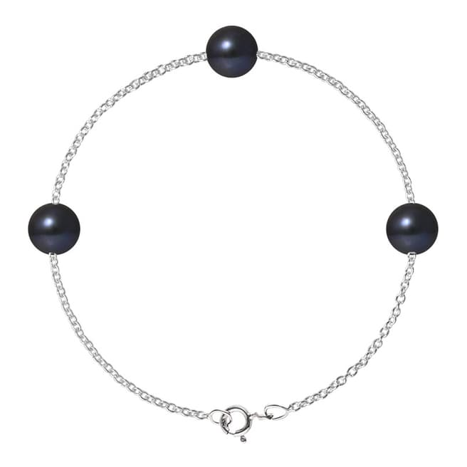 Atelier Pearls Black Three Pearl Bracelet 8-9mm