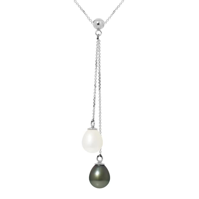 Ateliers Saint Germain Black / White You And Me Tahiti Drop Pearl Necklace 7-8mm