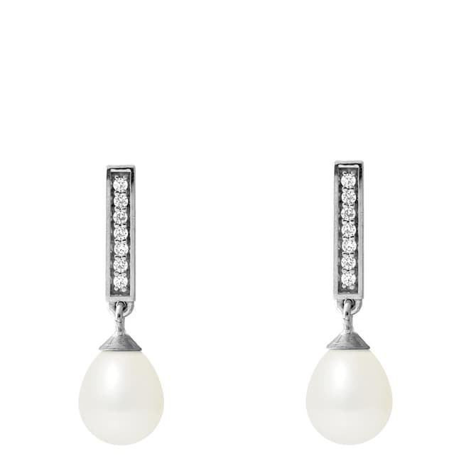 Atelier Pearls White Drop Pearl Stem Earrings 6-7mm