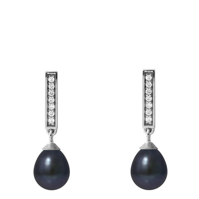 Atelier Pearls Black Drop Pearl Stem Earrings 6-7mm