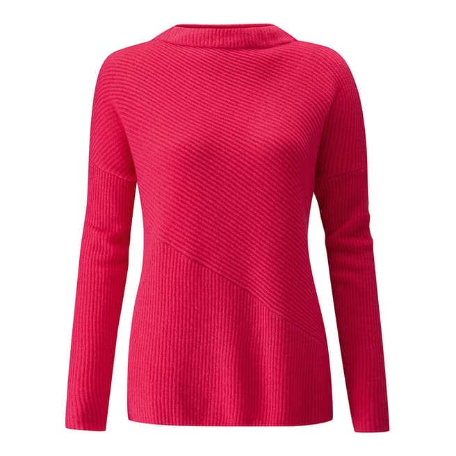 Pure Collection Hot Pink Relaxed Diagonal Rib Sweater