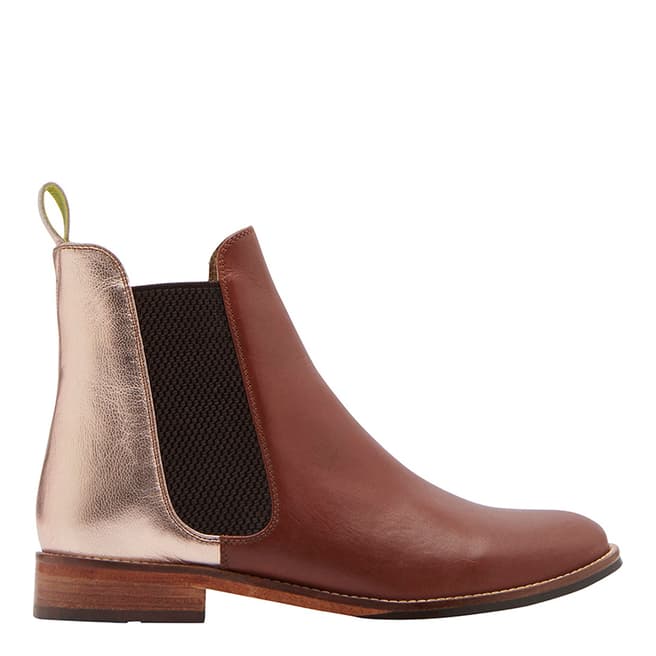 Joules Rose Gold Westbourne Leather Chelsea Boots
