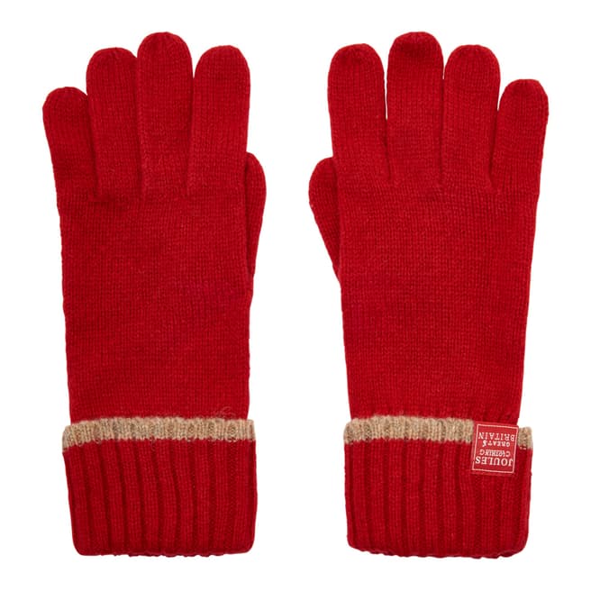 Joules Red Huddle Longlength Knitted Gloves