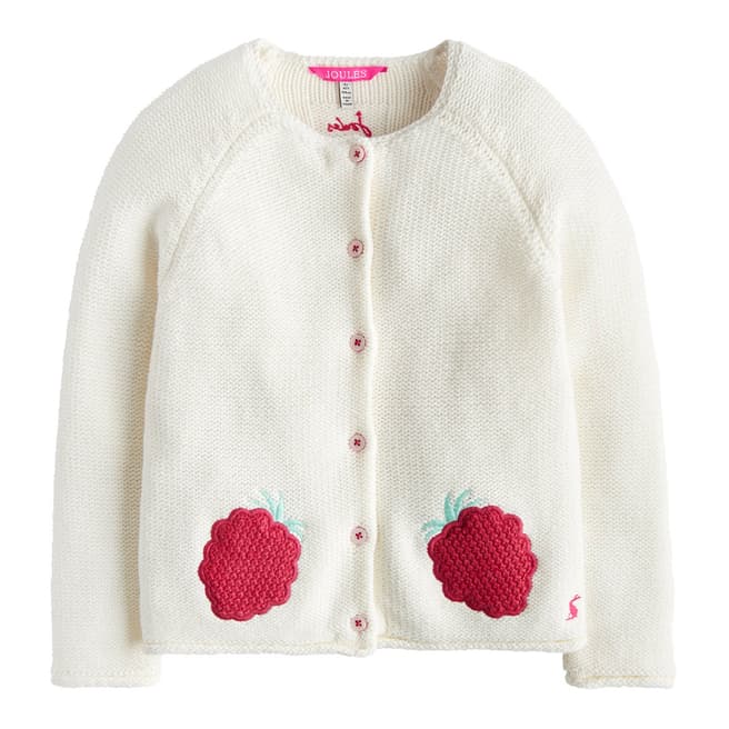 Joules Girls Dorrie Knitted Cardigan with Crochet Patches