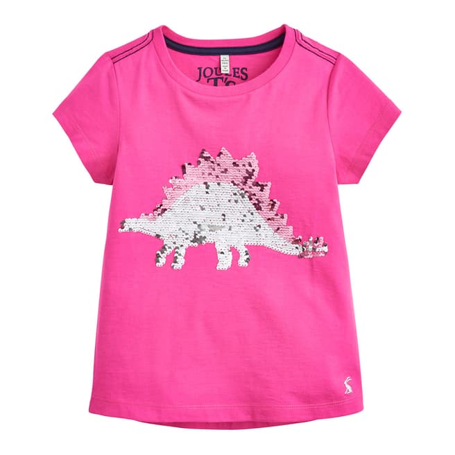 Joules Girls Astra Sequin Stegosaurus T Shirt