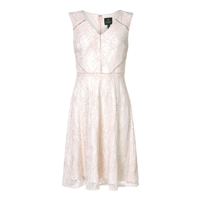 Adrianna Papell Blush/Almond Rose Lattice Lace Fit And Flare Dress