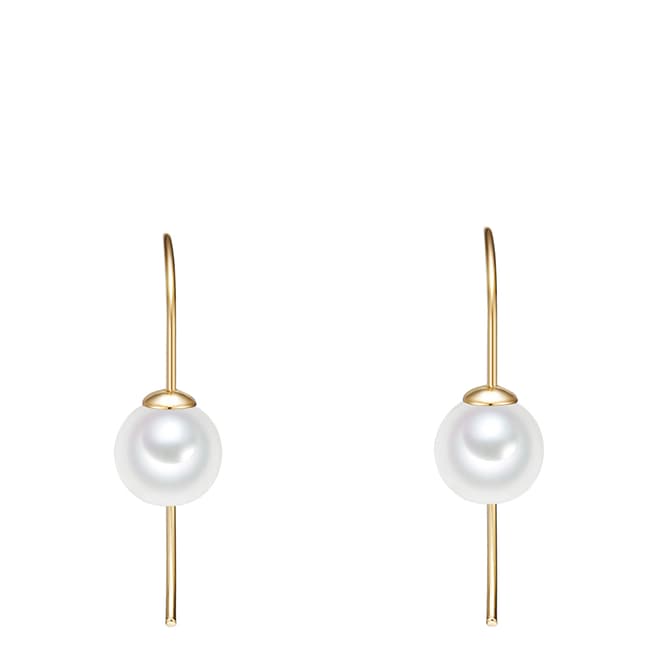 Yamato Pearls White/Gold Organic Pearl Drop Earrings 8mm