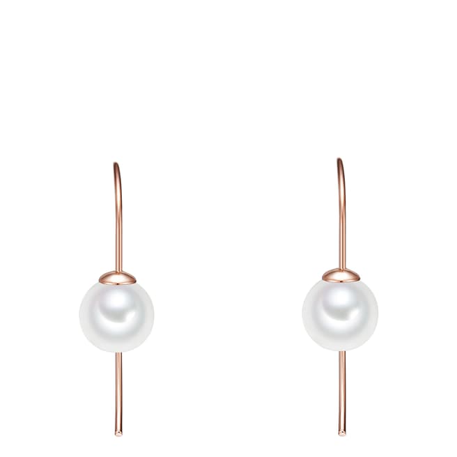 Pearls of London White/Rose Gold Organic Pearl Drop Earrings 8mm