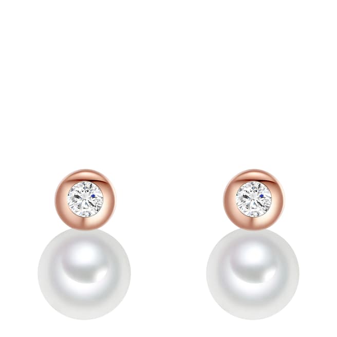 Pearls of London White/Rose Gold Organic Pearl Drop Earrings 12mm