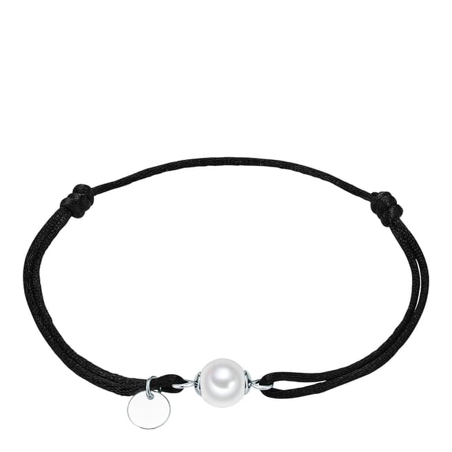 Pearls of London White/Black Organic Pearl Satin Bracelet 8mm