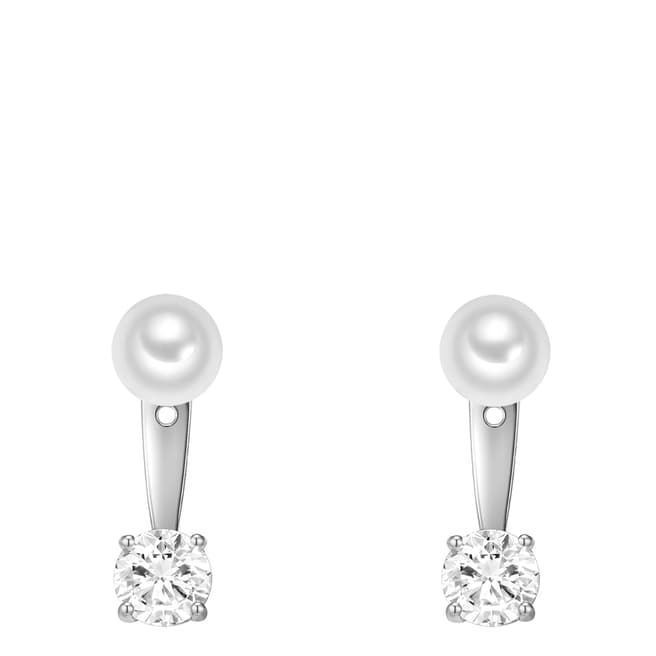 Pearls of London White/Silver Organic Pearl Drop Earrings 8mm