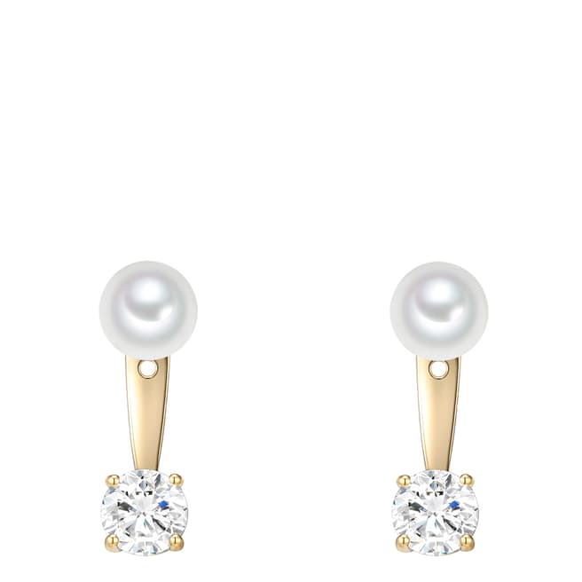 Pearls of London White/Gold Organic Pearl Drop Earrings 8mm