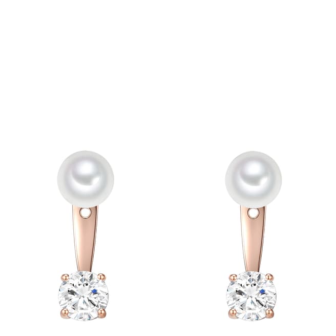 Pearls of London White/Rose Gold Organic Pearl Drop Earrings 8mm