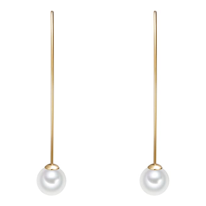 Perldesse White/Gold Organic Pearl Drop Earrings 8mm