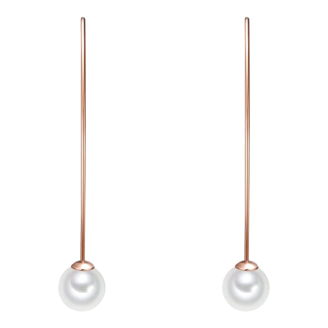 Perldesse White/Rose Gold Organic Pearl Drop Earrings 8mm